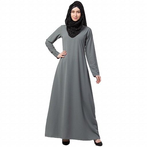 A-line inner abaya with a complementary Hijab-Grey